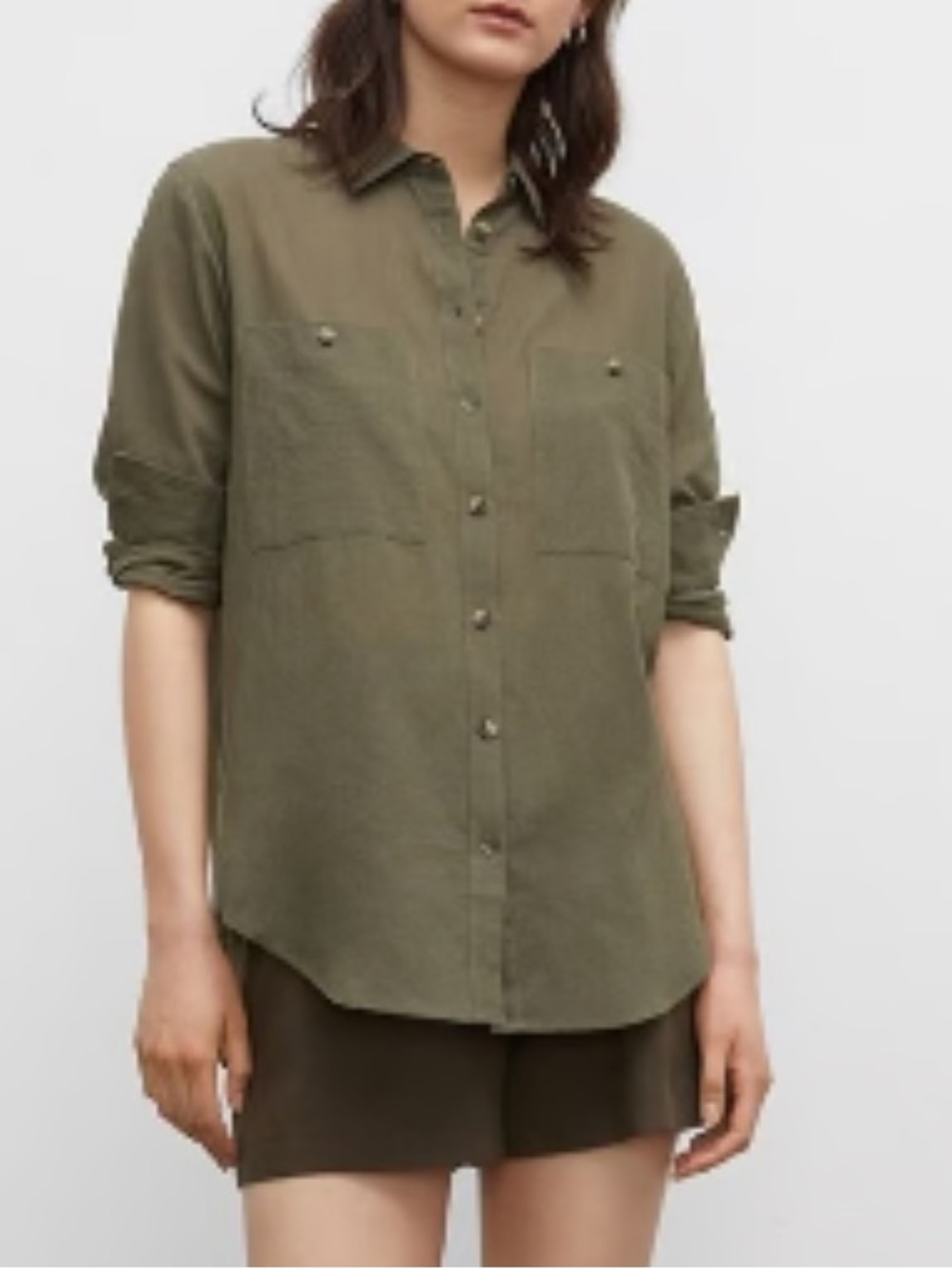 NWT Club Monaco Marnee Chemise Button Down in Olive. Women’s Medium